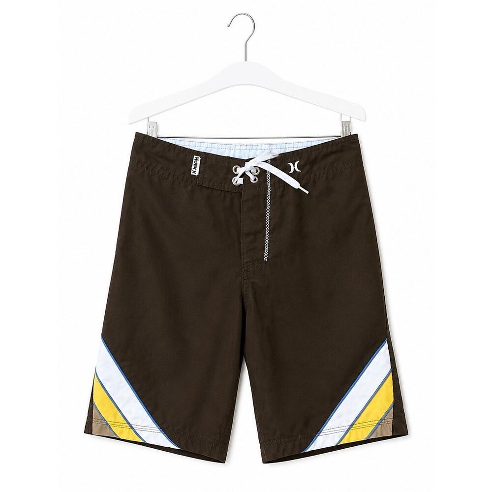 Hurley Brown Board Shorts Youth Size 6 Surf Swim Trunks Colorblock